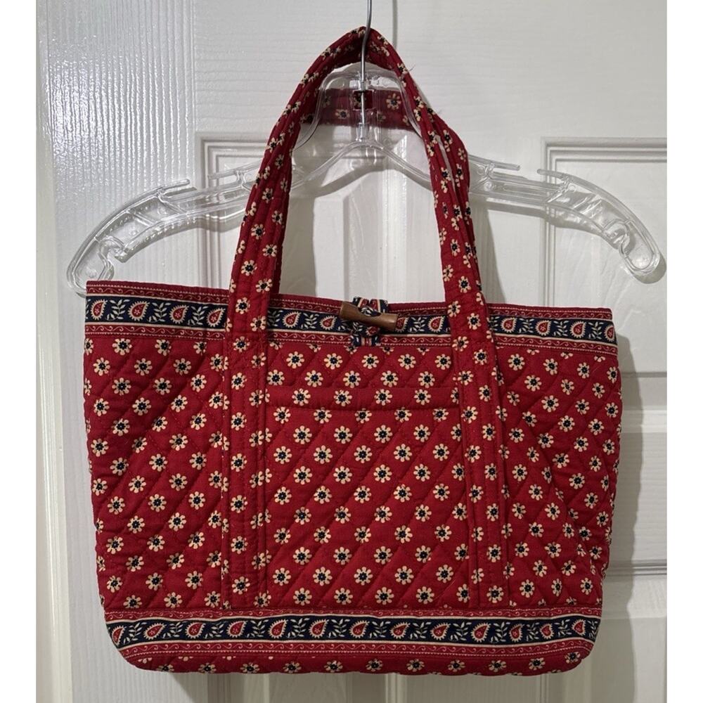Vera Bradley Tote Bag Shoulder Purse Handbag Americana Red Blue Paisley USA